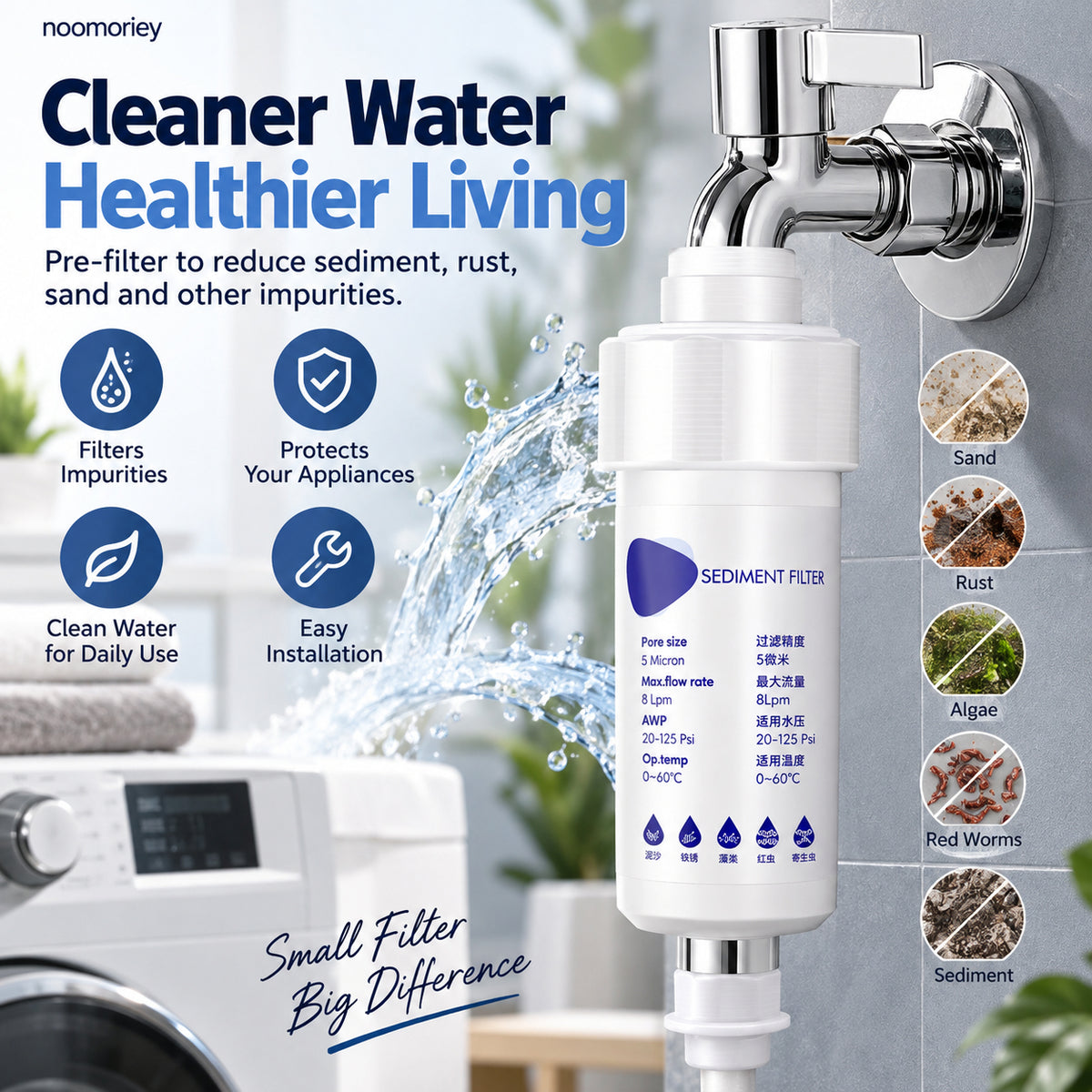 💧 5μm Sediment Water Filter – Cleaner Water, Better Appliance Protection