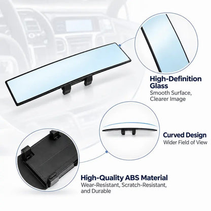 🚗 HD Convex Panoramic Rearview Mirror – 12" Wide-Angle Clip-On Car Mirror