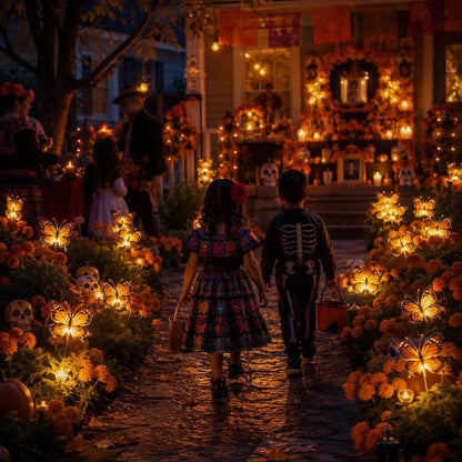 🌼 Beautiful by Day, Glowing by Night — Solar Marigold Butterfly Memorial Garden Lights 🦋