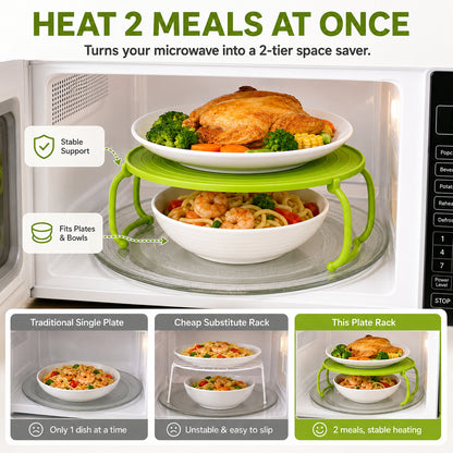 🔥 Double Your Space & Heat 2X Faster! Multi-Functional Foldable Microwave Rack & Fridge Organizer 🍽️💚