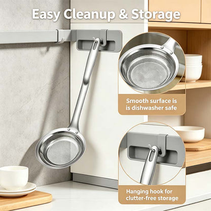 🍲304 Stainless Steel Fine Mesh Skimmer Spoons – Cleaner Broth & Easier Straining ✨