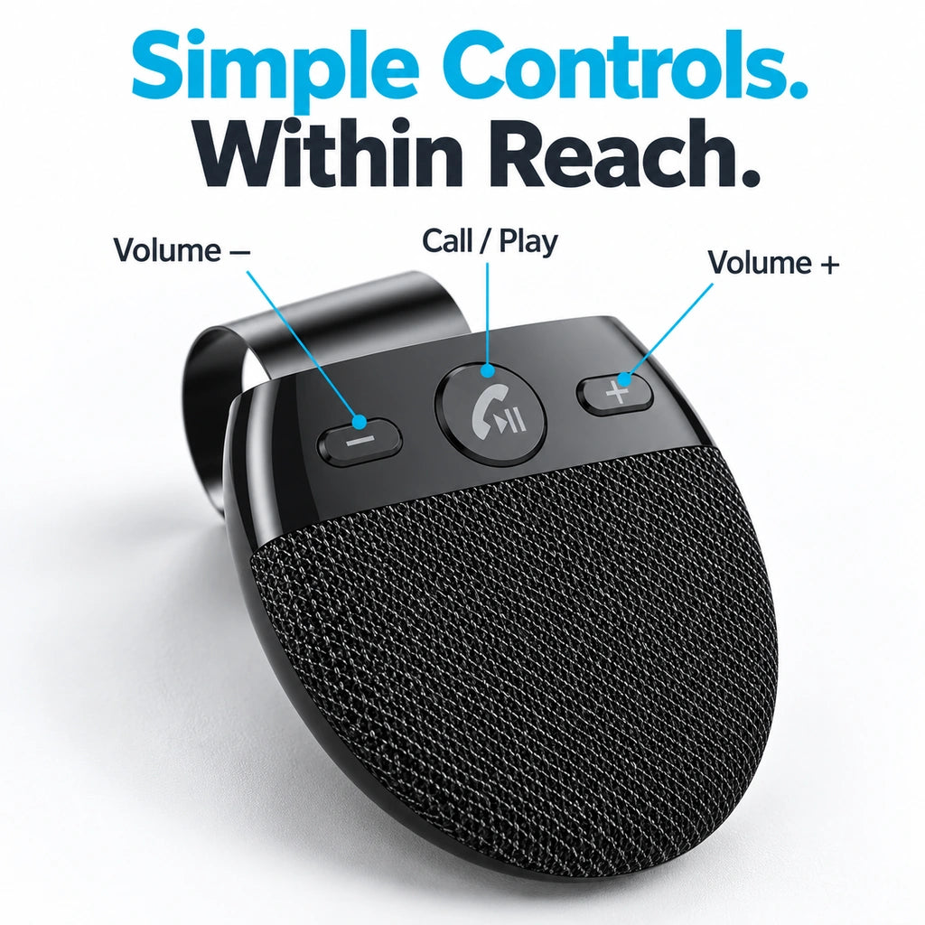 🚗 Bluetooth Car Speakerphone – Sun Visor Hands-Free Calling & Music for Cars Without Bluetooth