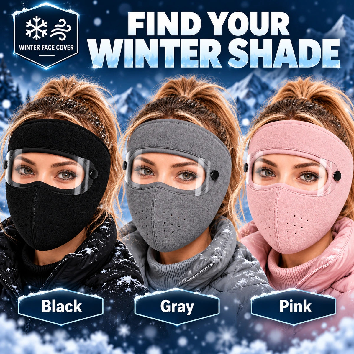 🧣Winter Fleece Face Mask (2-Pack, with Detachable Goggles)