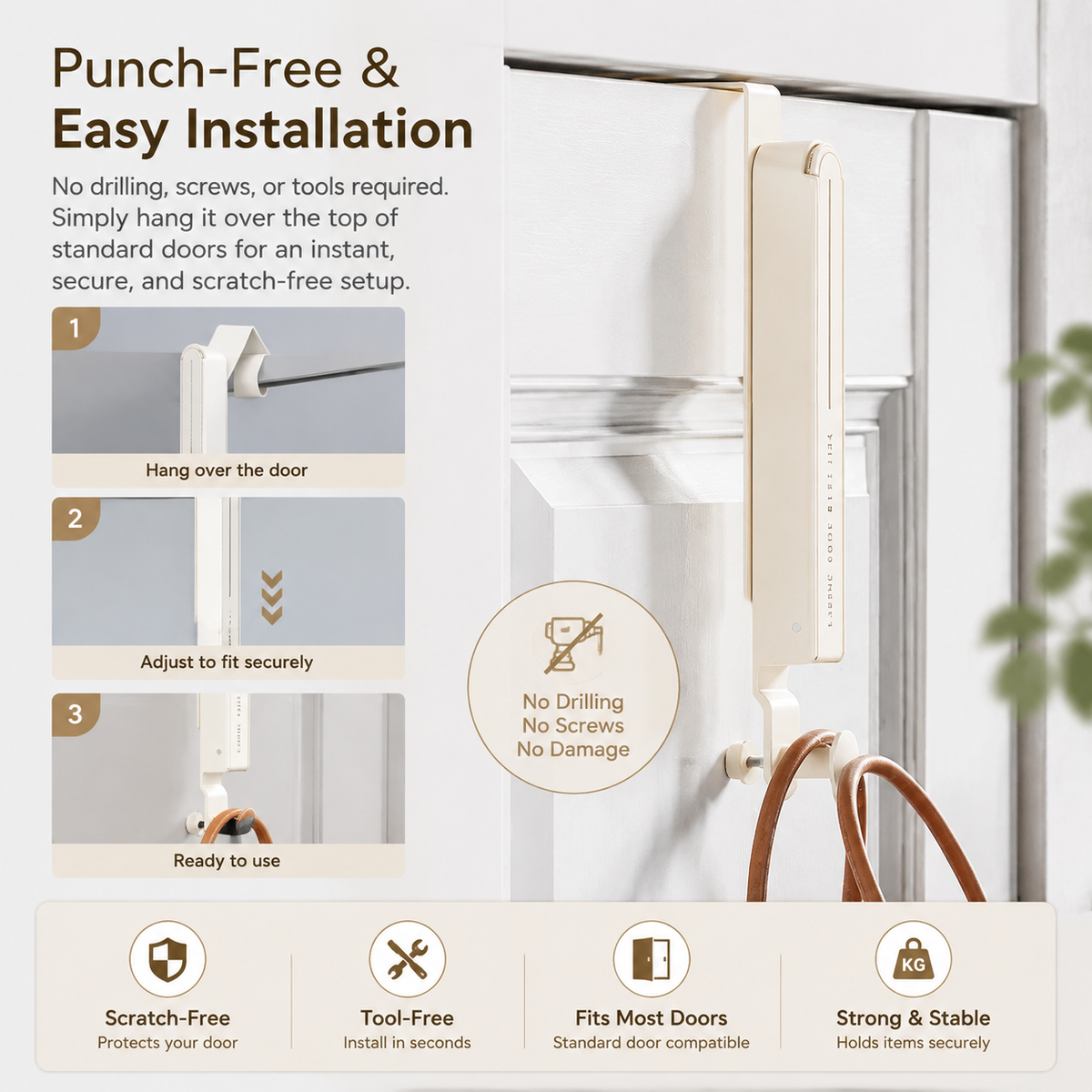 🛠️Retractable and foldable wall hooks - portable clothes rack