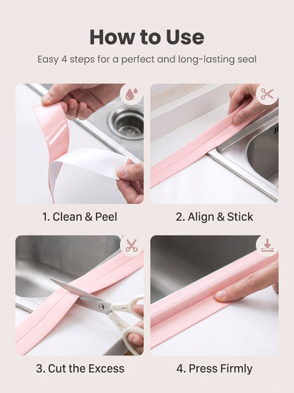 🔥 BUY 3 GET 1 FREE🚀 Instant Home Makeover — Peel & Stick Waterproof Caulk Tape for Sink & Tub 🛁✨