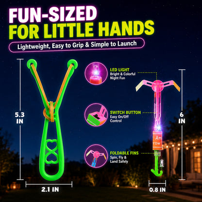 🌟 Light Up LED Flying Helicopter Set 🚀 | Glow Slingshot Rockets for Kids & Party Fun 🌙