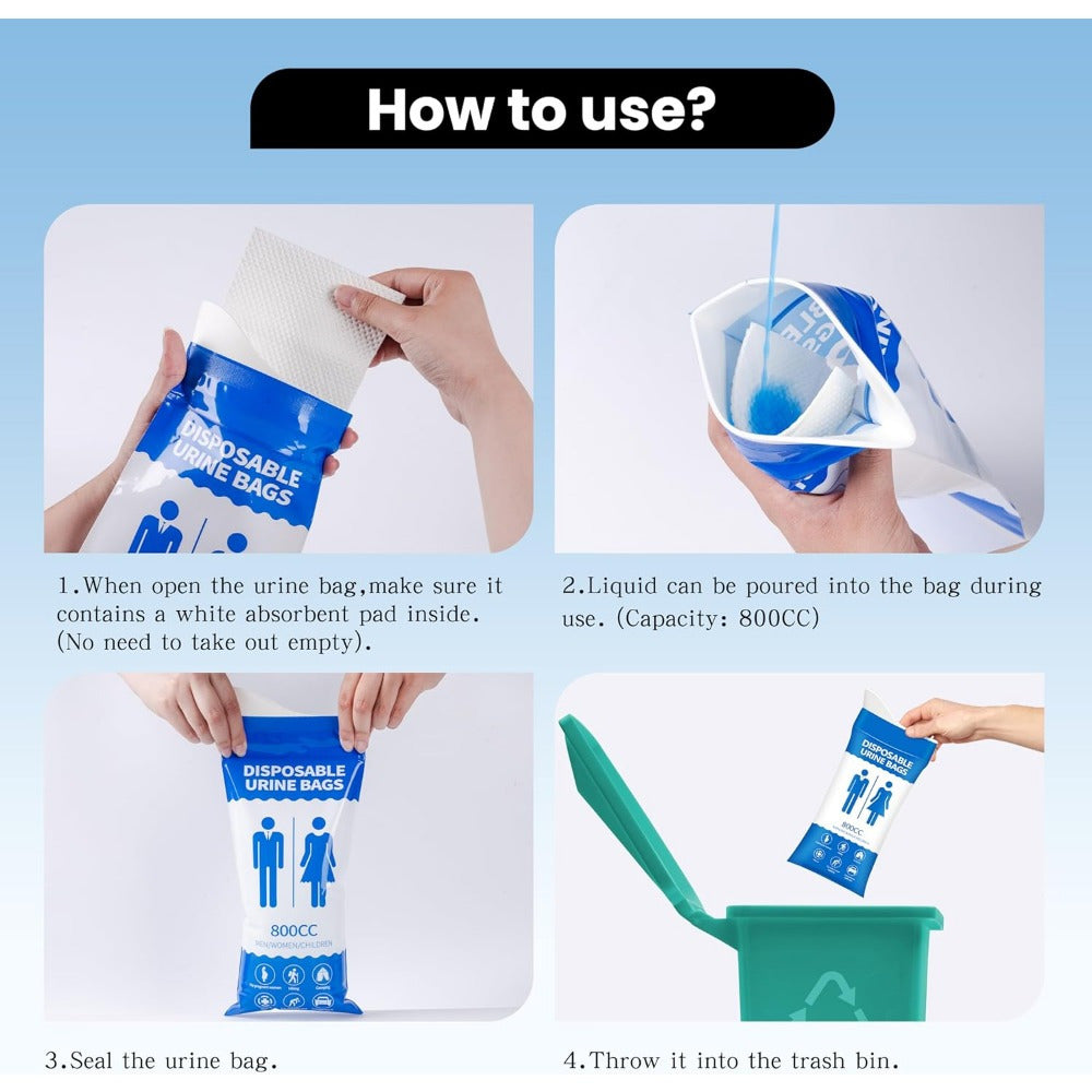 🚗 Traffic Jam Life-Saver | 12/24 Pcs Disposable Emergency Urine Bags (800ml), Portable Polymer Solidifying Vomit & Hygiene Bags for Camping & Travel ✨