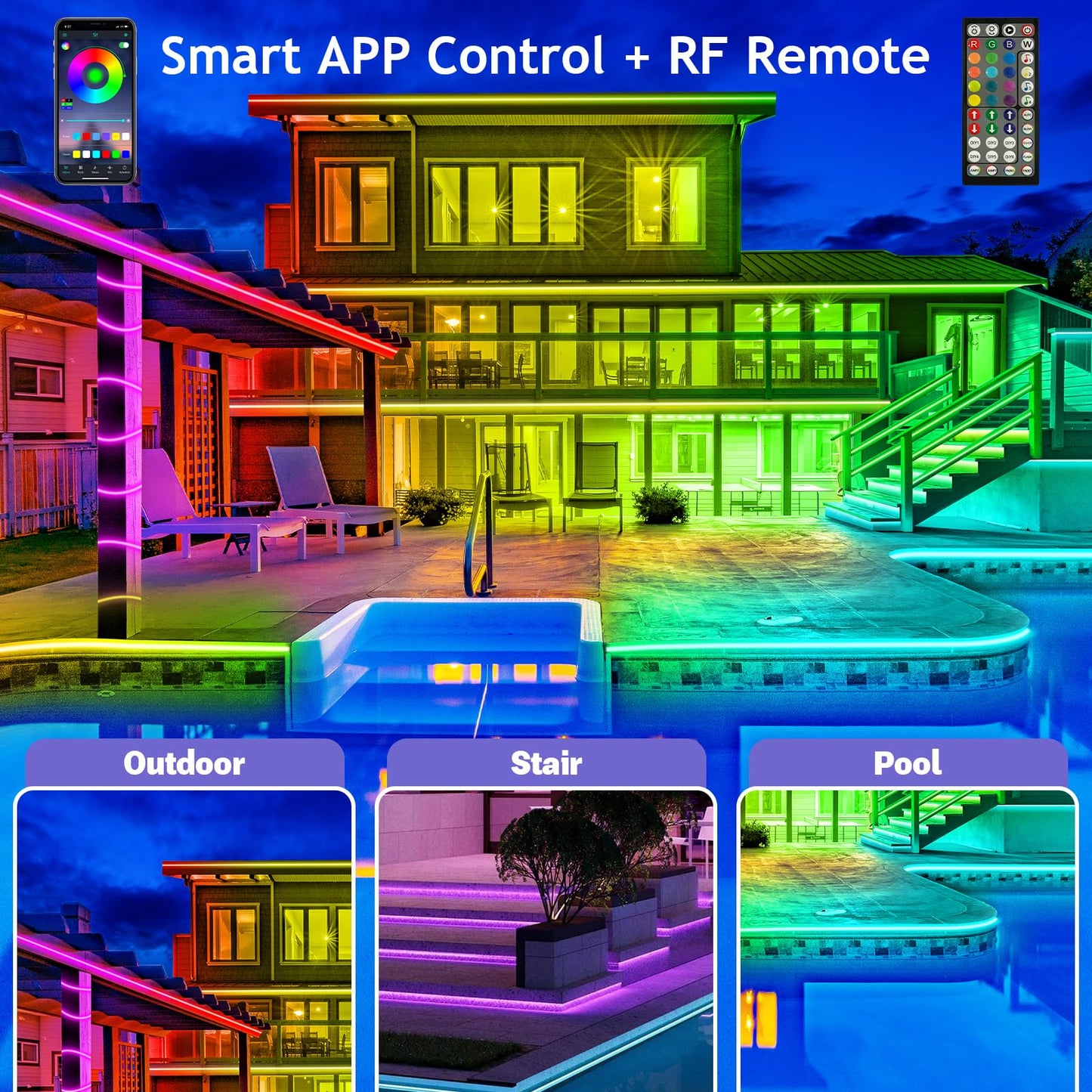 ✨ Permanent Rainbow Outdoor LED Lights – App Controlled & Year-Round Ready 🏡