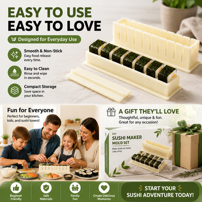 🍣 Easy Sushi Maker Mold – Perfect Homemade Rolls, No Rolling Skills Needed! 🙌