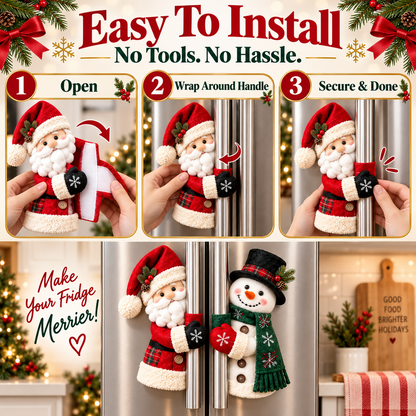 🎅⛄ Christmas Kitchen Handle Huggers – Santa & Snowman Holiday Decor 🎄