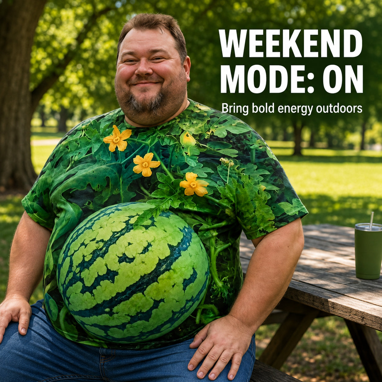 🍉Fun 3D Printed Watermelon Belly T-Shirt – Novel Summer Pattern T-Shirt