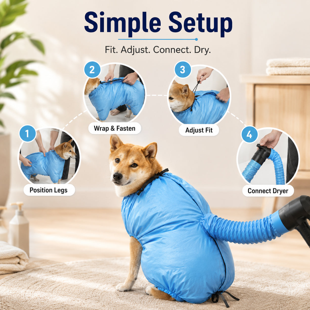🐶 Dry Your Dog in Minutes with Zero Mess! Fast 360° Circulating Pet Dryer Bag 💨