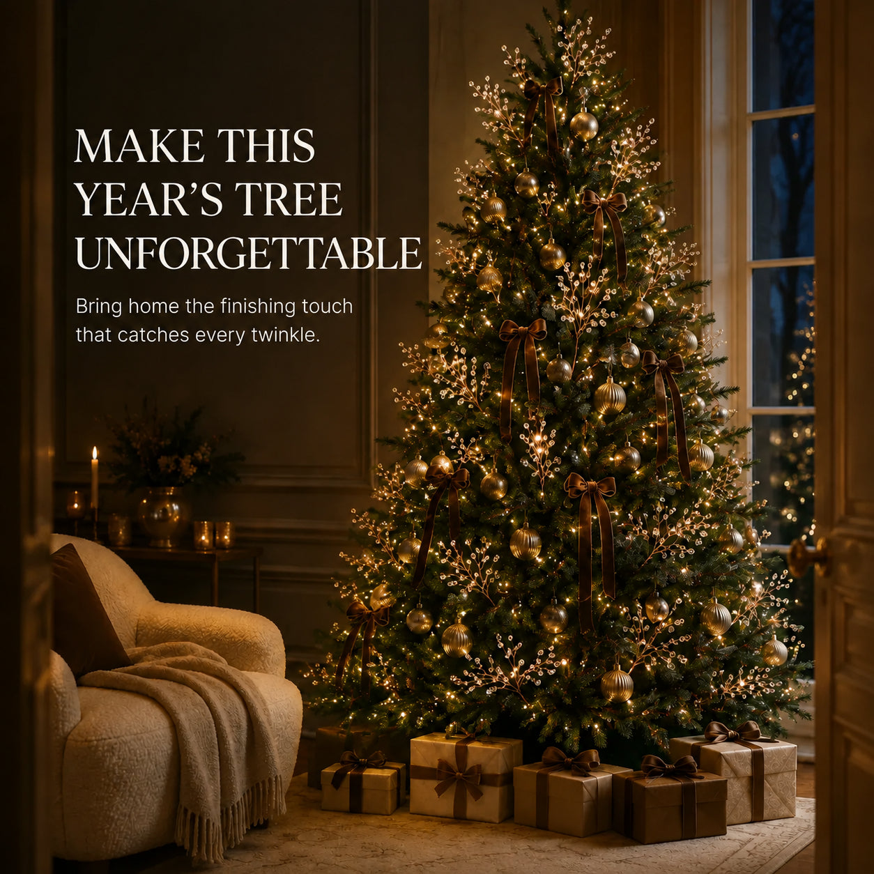🌟 Elegant Crystal Beaded Branch Picks for Christmas Tree 💎 — Make Every Light Sparkle! 🎁