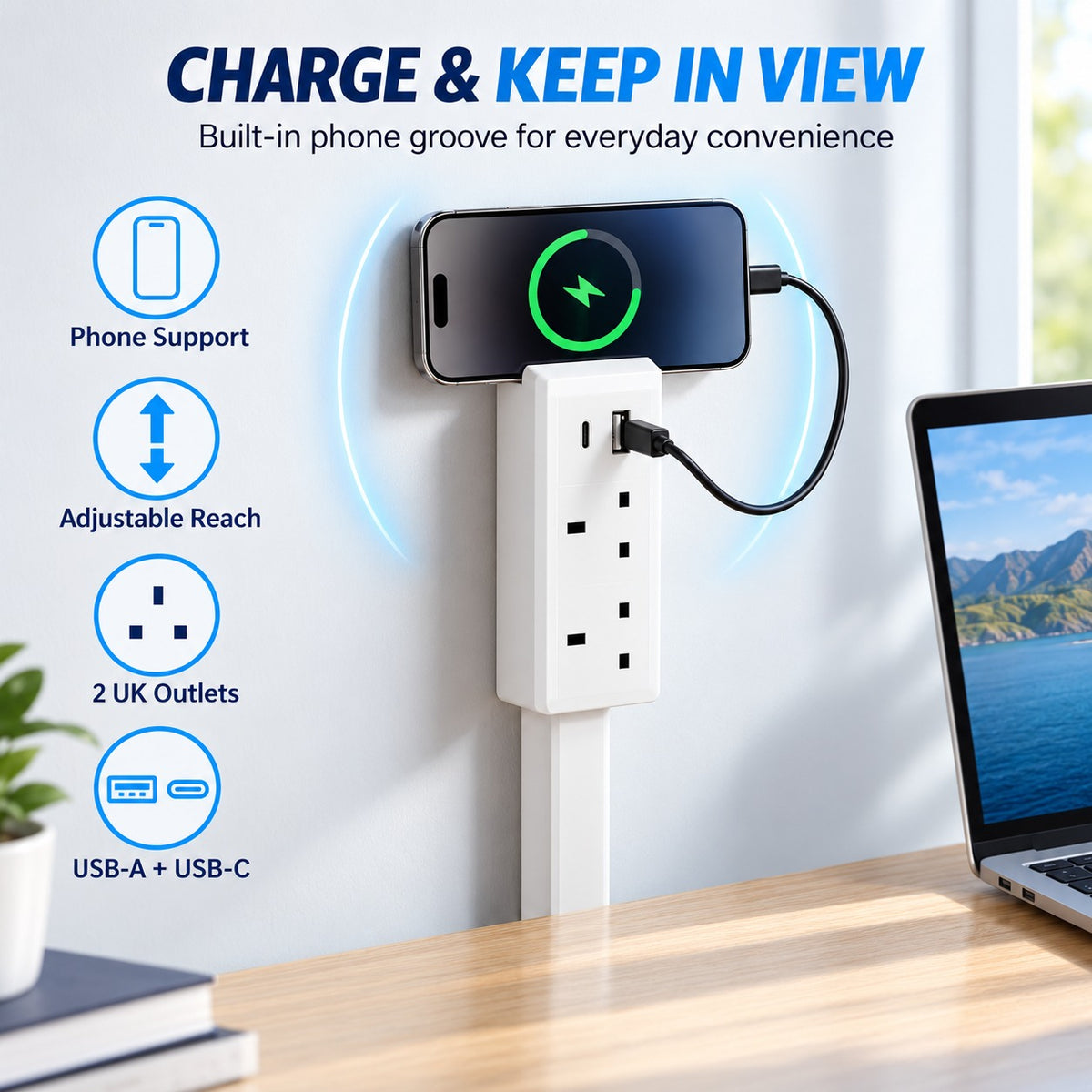 Adjustable Outlet Extender with USB Ports – Bring Hidden Wall Outlets Within Easy Reach 🔌
