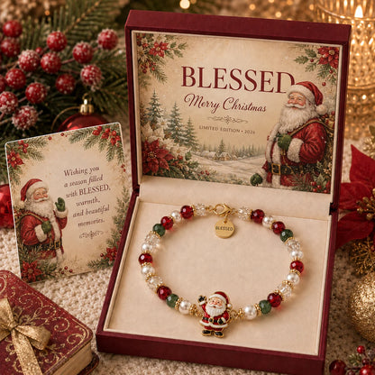 🌟 Festive Santa Claus Beaded Bracelet Gift Box 🎄 — Spread Joy & Blessings This Season! 💖