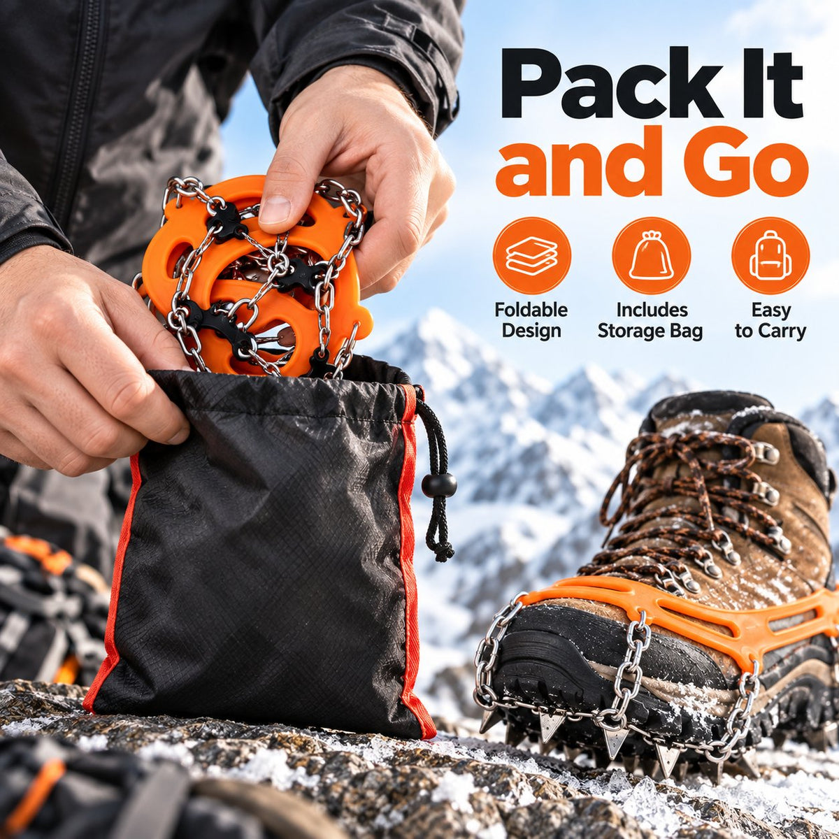 🏔️ Winter Grip You Can Trust! Aggressive Ice & Snow Crampons 🥾 Stainless Steel Spikes for Hiking ❄️