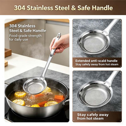 🍲304 Stainless Steel Fine Mesh Skimmer Spoons – Cleaner Broth & Easier Straining ✨