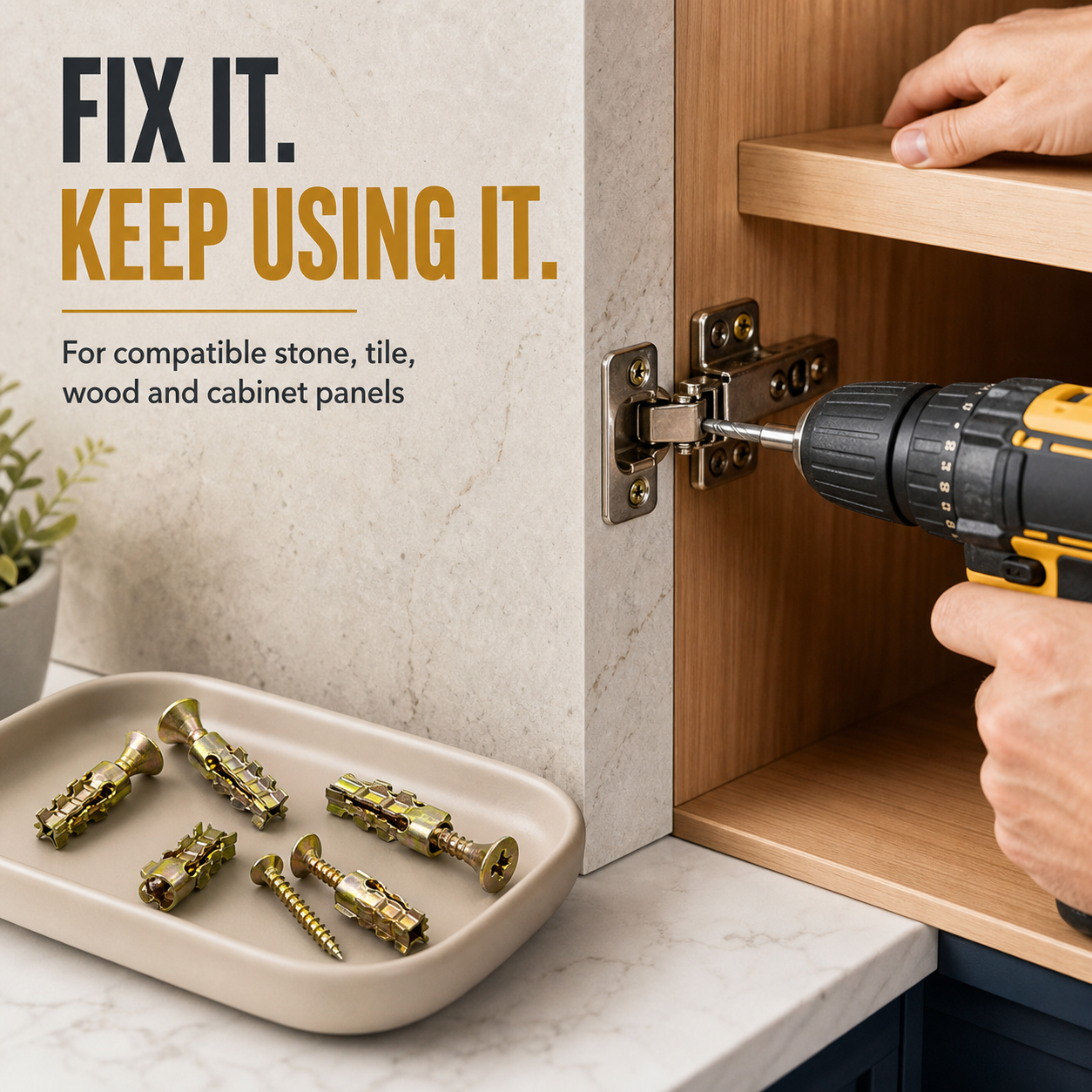 🔩Quick Repair Kit for Cabinet Door Hinge Screw Stripped Holes