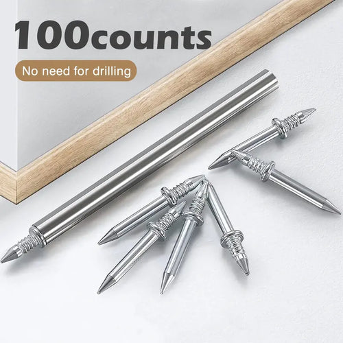 🔧100 Double-Ended Carbon Steel Baseboard Nails - Corrosion Resistant, Easy to Use, Invisible and Mark-Free Fixing