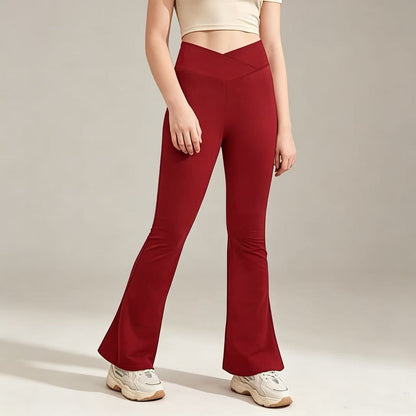 Girl's Leggings Cross High Waisted Flare Pants Yoga Bootcut Pants