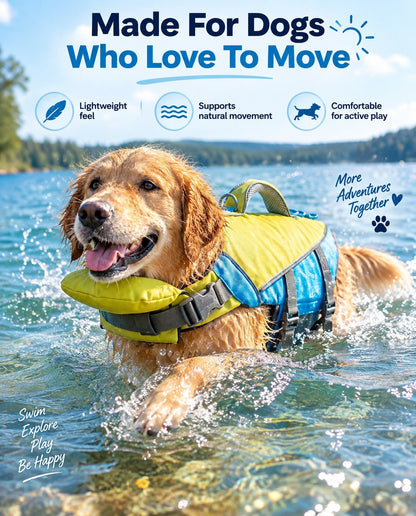 🐶 3-in-1 Safety Swim Gear for Dogs! 🌊 High-Buoyancy Life Vest 🤿 Front Head Support & Easy-Grab Handle 💕