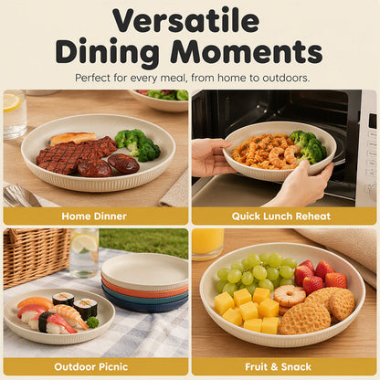 🍽️ Never Worry About Broken Dishes Again! Unbreakable Wheat Straw Dinner Plates 🌾✨