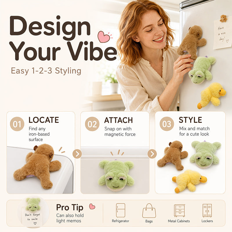 ✨ Super Cute & Squishy! — Velvet Forest Magnetic Plushie Fridge Magnet Doll 🧸💖