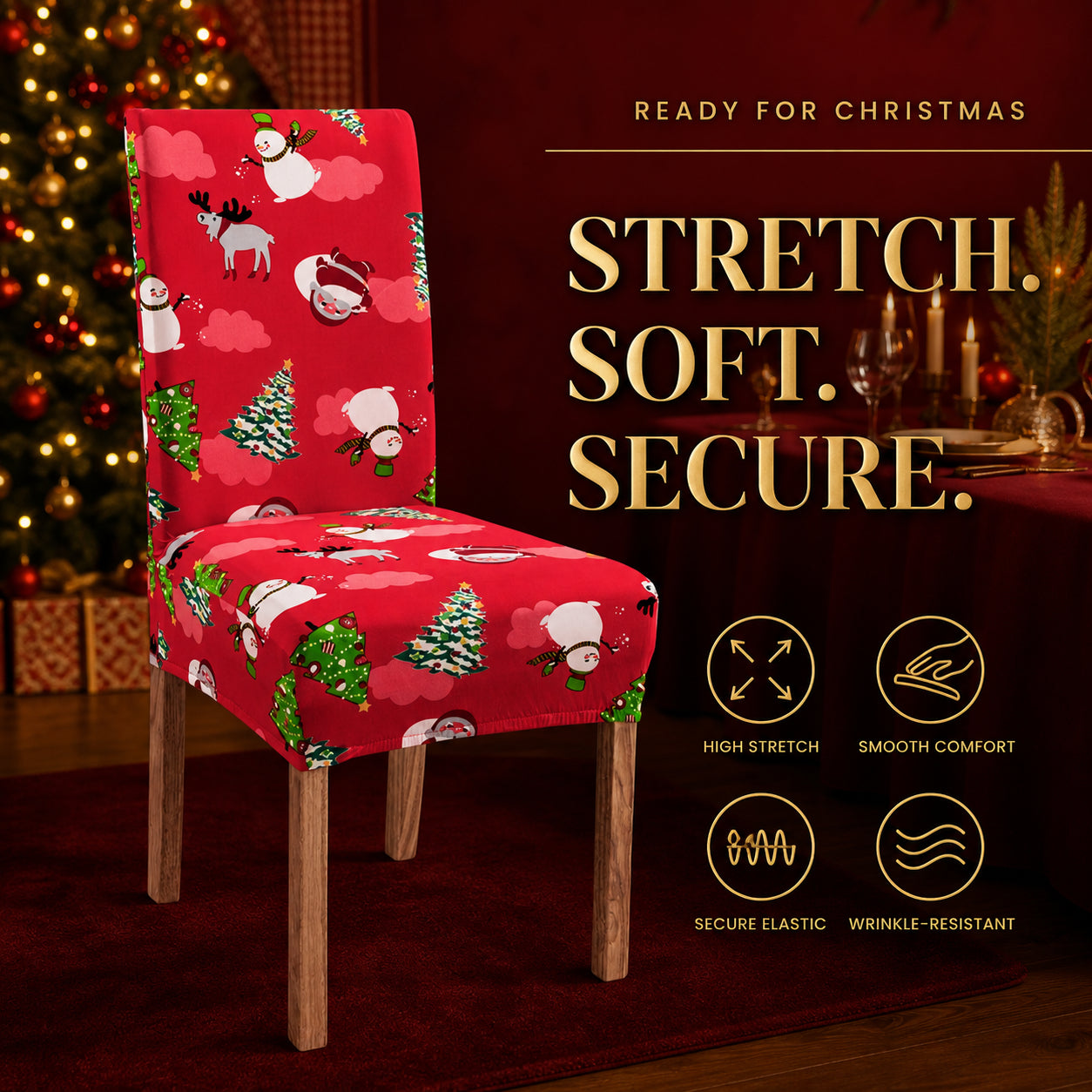 ✨ Transform Your Dining Room in Seconds! 🎄 Ultra-Stretch Christmas Chair Covers 🪑🔥