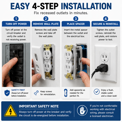 Wall Plate Spacers (Metal) – For Wall Outlet Repair and Securing Loose Outlets