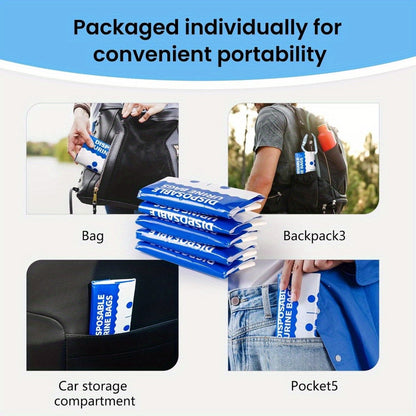 🚗 Traffic Jam Life-Saver | 12/24 Pcs Disposable Emergency Urine Bags (800ml), Portable Polymer Solidifying Vomit & Hygiene Bags for Camping & Travel ✨