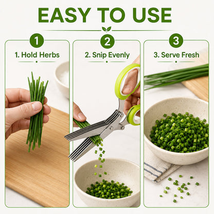 ✂️ 5-Blade Stainless Steel Herb Scissors – Fast Herb Chopper🌿
