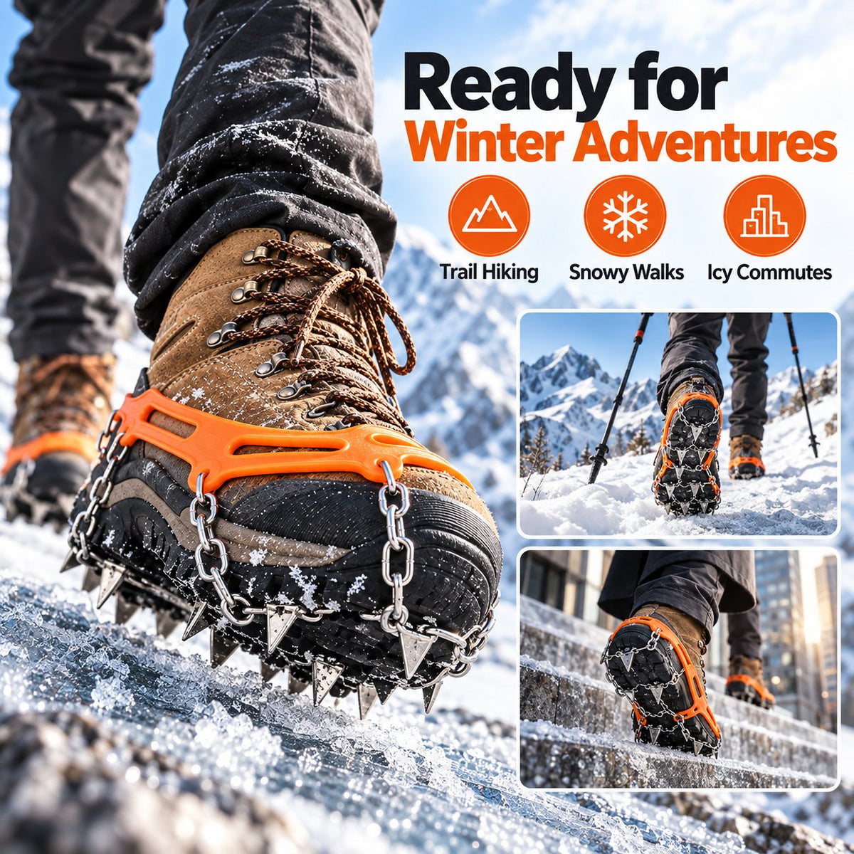 🏔️ Winter Grip You Can Trust! Aggressive Ice & Snow Crampons 🥾 Stainless Steel Spikes for Hiking ❄️
