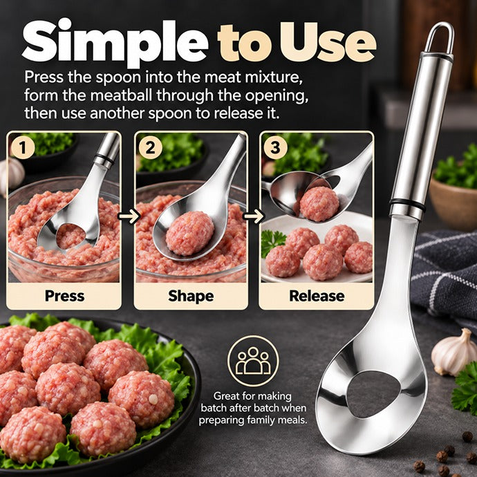 🍖 304 Stainless Steel Meatball Maker Spoon – Easy Press & Shape Tool