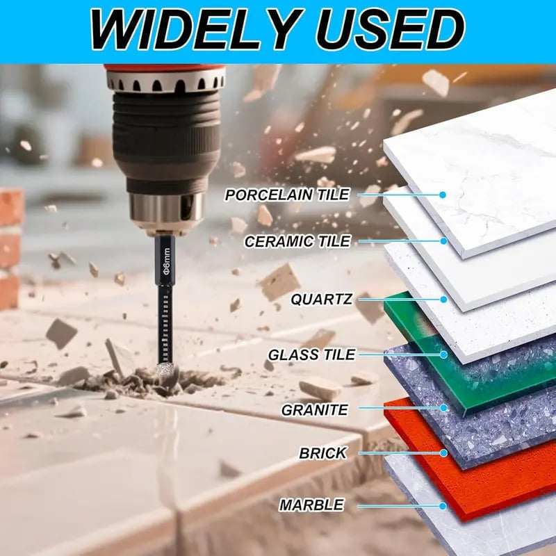 Heavy-Duty Diamond Drill Bit Kit (6 Pcs) - Fast & Precise Hole Saw for Ceramic, Tile & Stone 💎🔥