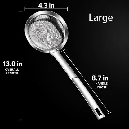 🛡️304 Stainless Steel Fine Mesh Skimmer with Handle – Suitable for Kitchen Cooking