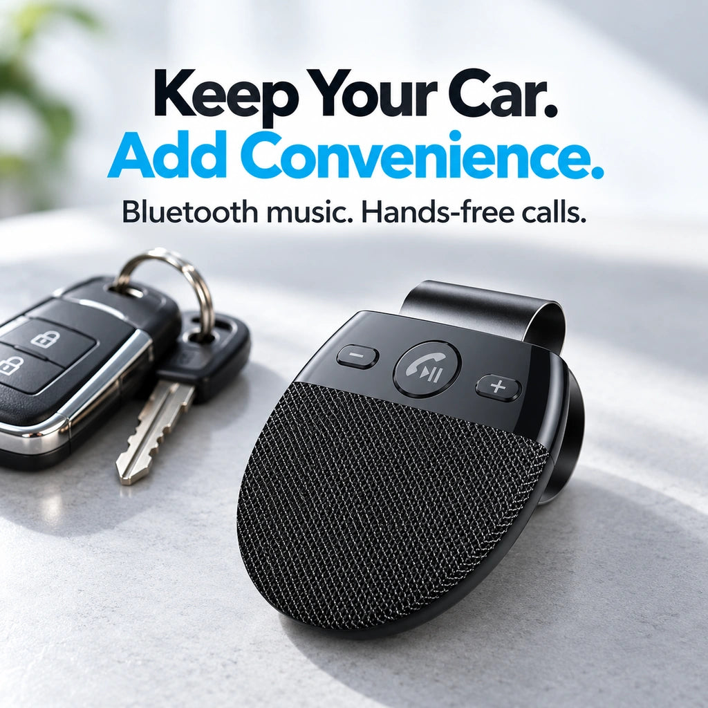 🚗 Bluetooth Car Speakerphone – Sun Visor Hands-Free Calling & Music for Cars Without Bluetooth