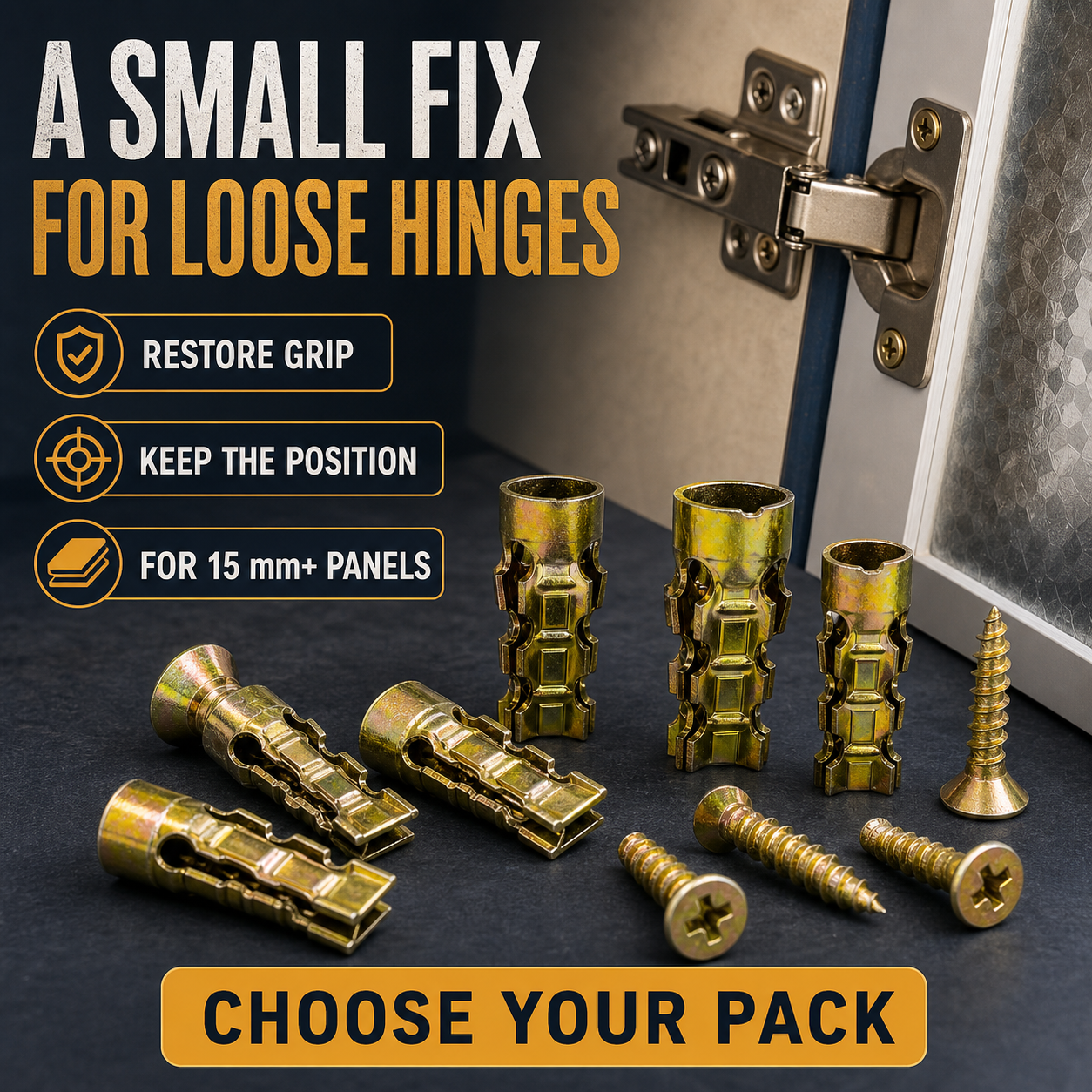 🔩Quick Repair Kit for Cabinet Door Hinge Screw Stripped Holes