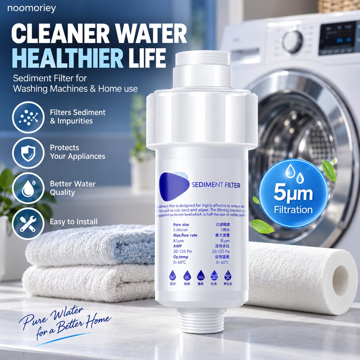 💧 5μm Sediment Water Filter – Cleaner Water, Better Appliance Protection