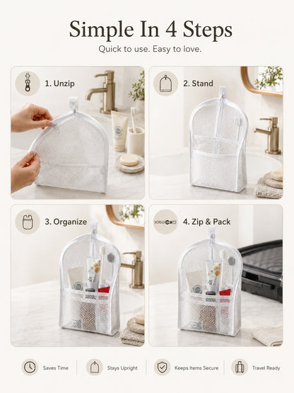 Self-Standing Travel Toiletry Pouch | No Propping, No Digging 🧳
