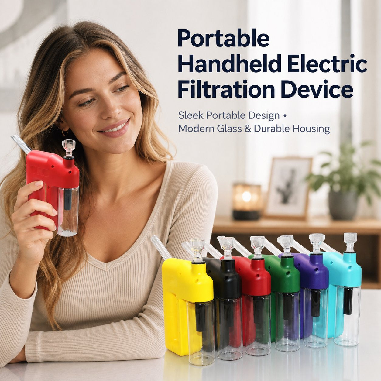 Portable Handheld Electric Filtration Device – Compact Glass Chamber, Electric‑Assisted & Easy‑to‑Clean | Available in 6 Unique Colors