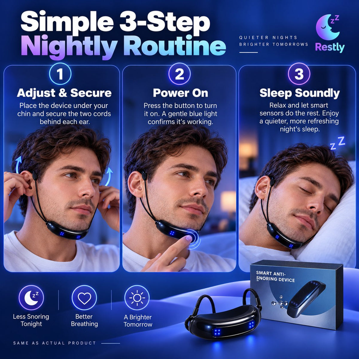 😴 Smart Electric Anti-Snore Device – Automatic Detection for Quiet Deep Sleep! 🌙