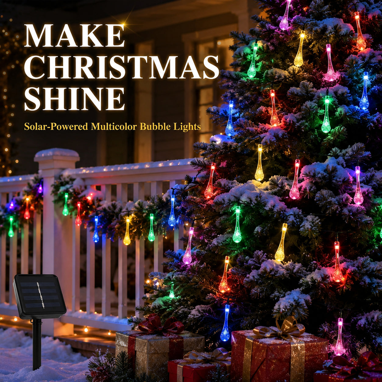 🎄 Transform Your Home Into a Christmas Wonderland! Solar LED Lighted Garland for Porch, Patio & Fence ✨🏡