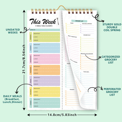 🗓Magnetic wall-hung shopping list and menu planning notebook