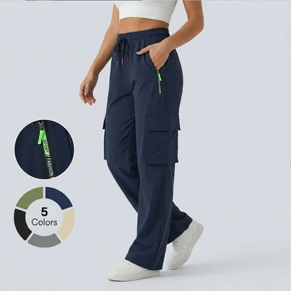 Multi-Pocket Design Slim Straight Leg Casual Trousers