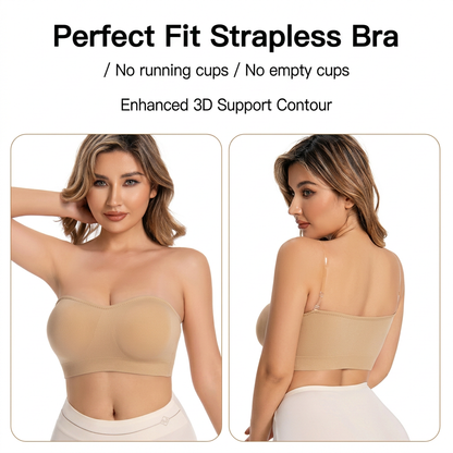 👗Strapless, non-slip, seamless silicone push-up bandeau with invisible straps