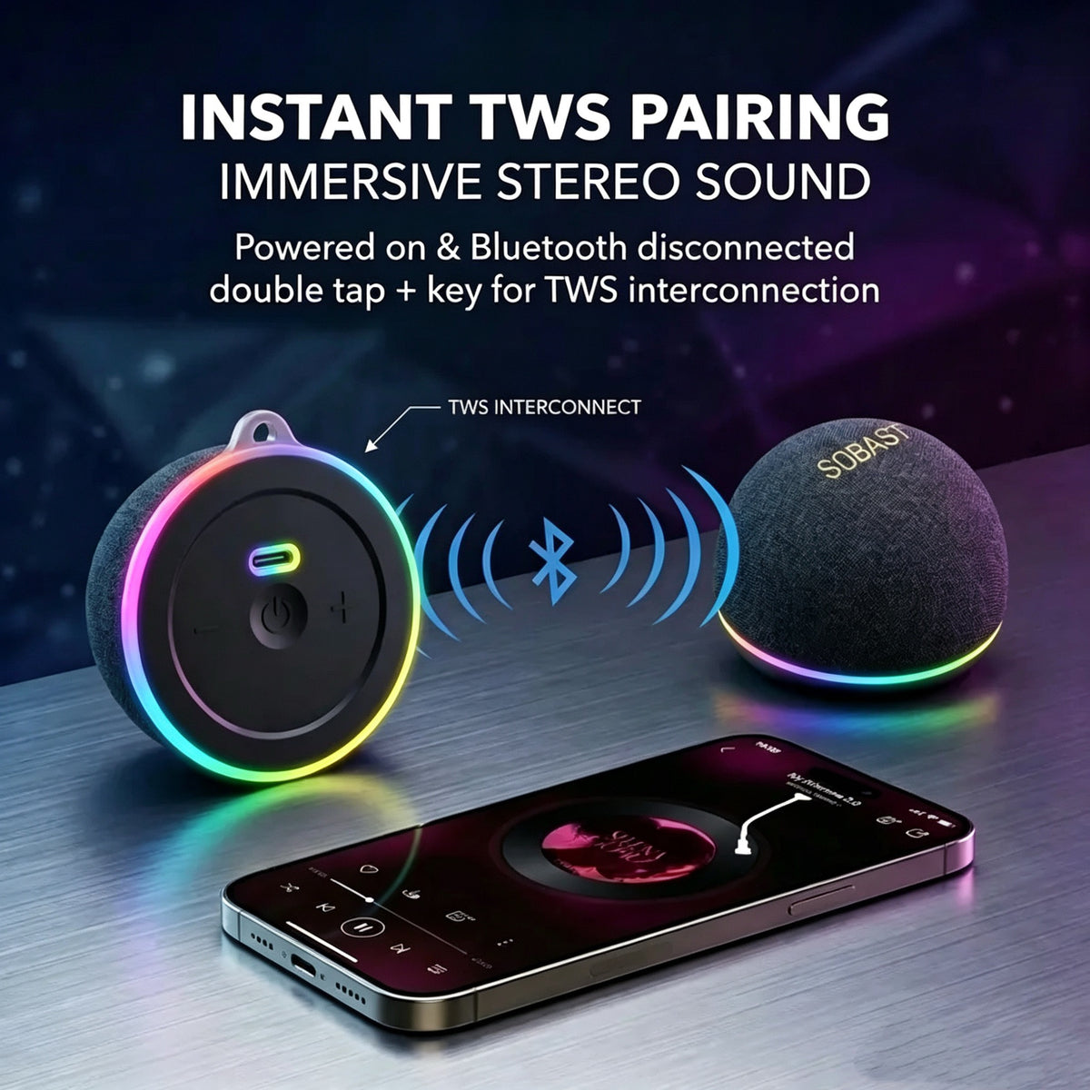 Magnetic Mini Bluetooth Speaker, 2-in-1 Phone Stand