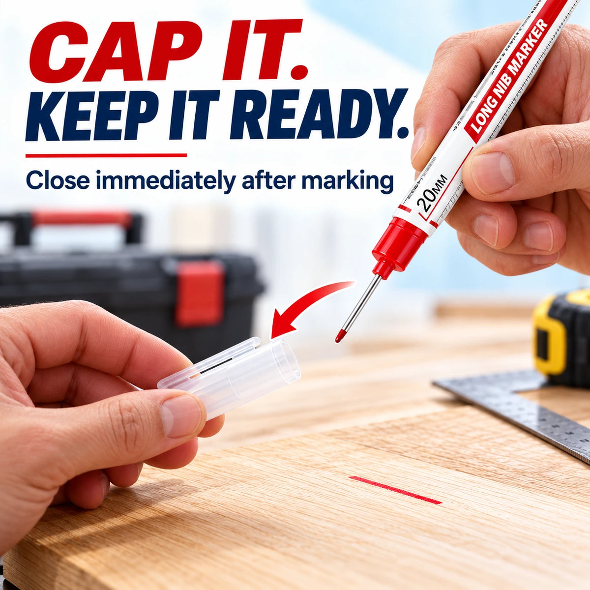 📏 5-Piece Long-Nose Deep-Hole Woodworking Marker Set