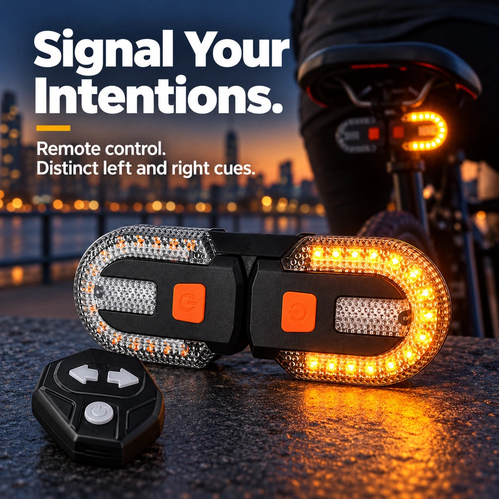 🚲Wireless Bike Turn Signal Tail Light with Handlebar Remote