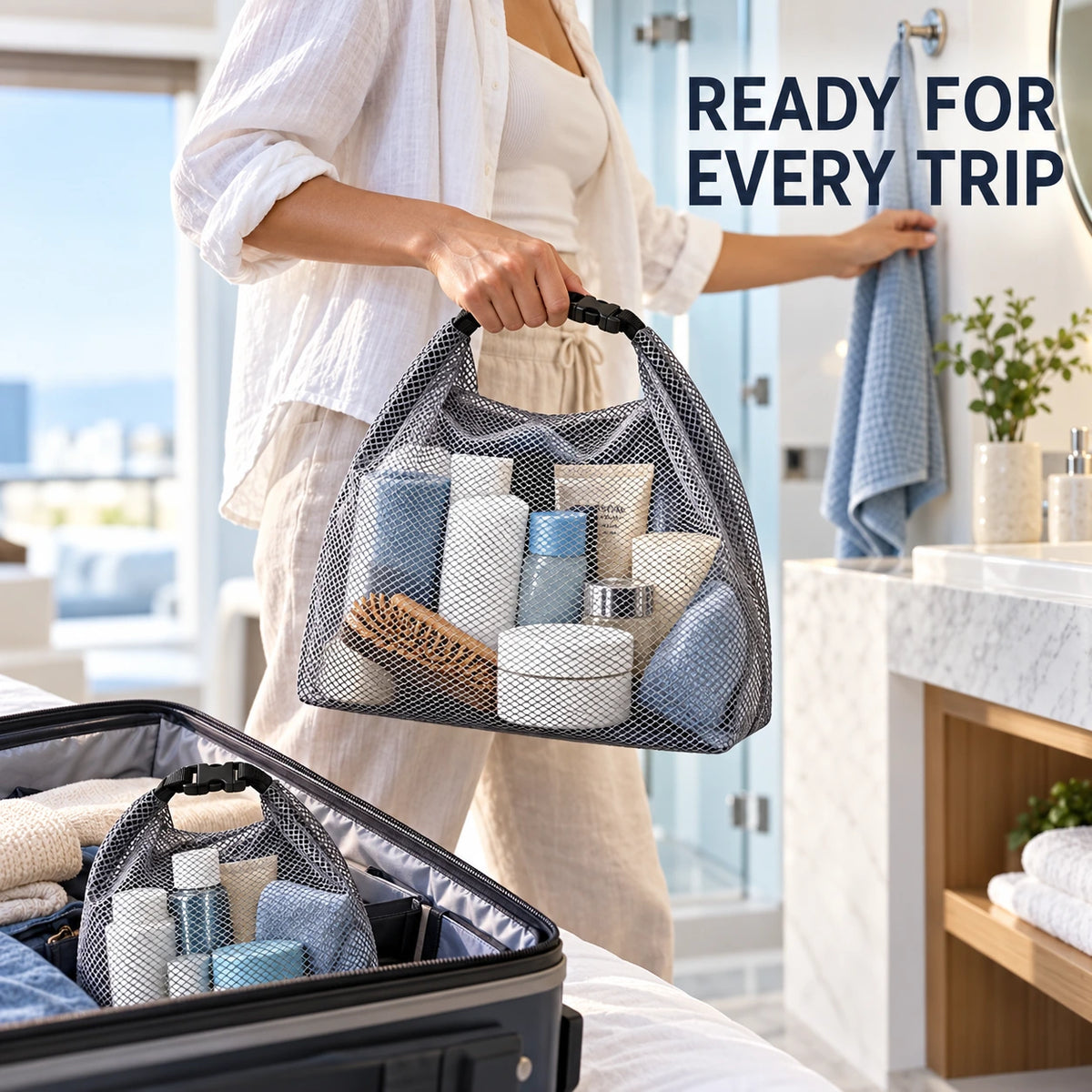🧴Water-Resistant Travel Toiletry Caddy Set – Large & Small