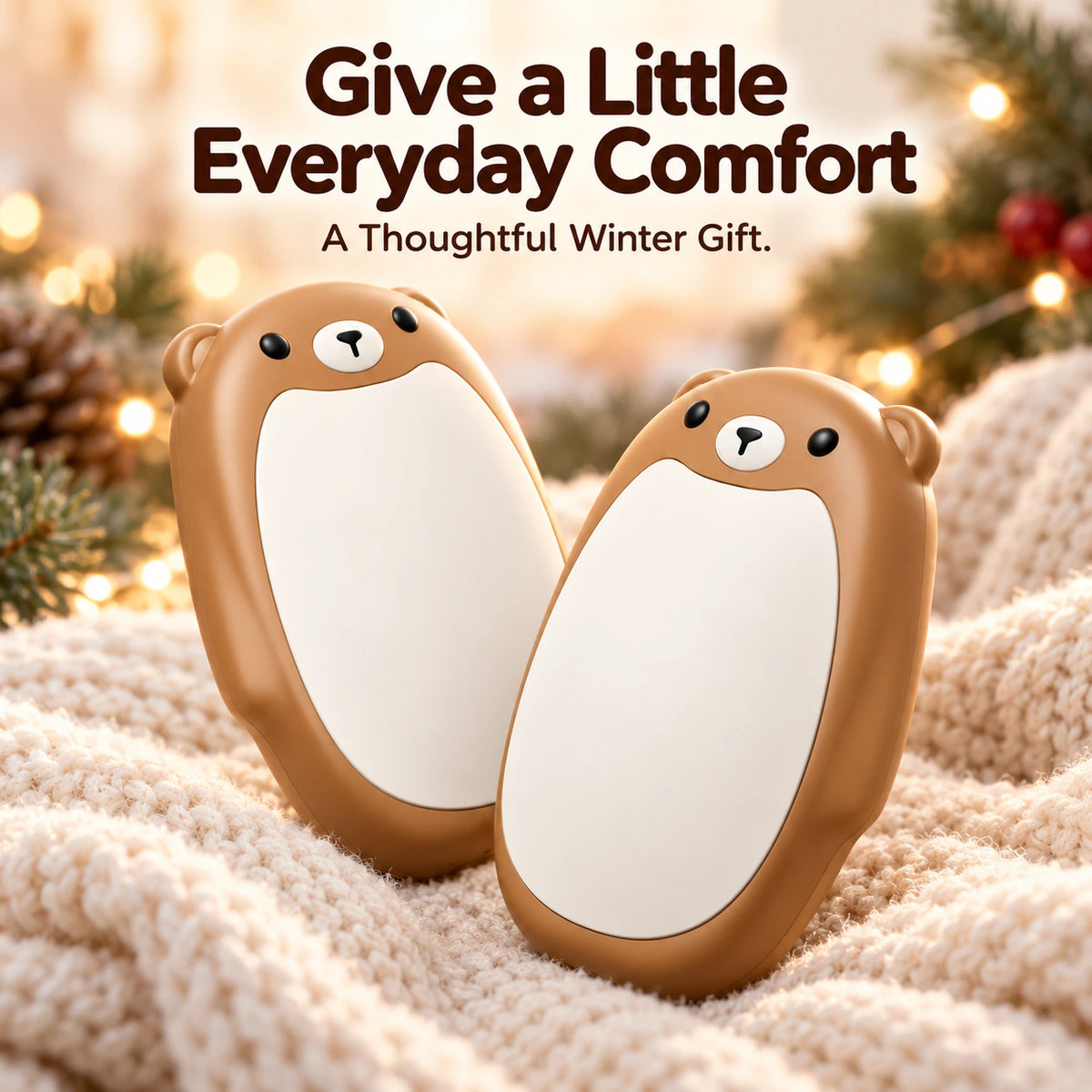 🔋Rechargeable Bear Hand Warmers— Magnetic, 3 Heat Settings & Pocket-Size Design